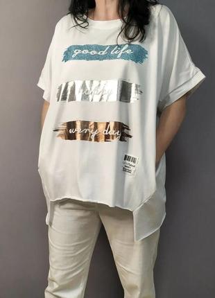 Бомбовая летняя футболка туника италия 🇮🇹☝️ог до 150