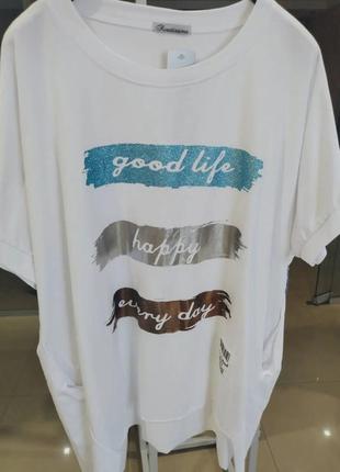 Бомбовая летняя футболка туника италия 🇮🇹☝️ог до 150