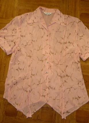 Летняя блузка-туника креп-шифон пудровая пудра,большой размер2 фото