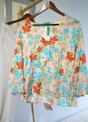 L р sale!🔥натуральная блузка-рубашка benetton❤️