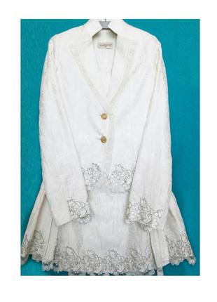Костюм с кружевом пиджак юбка polen poe eur 36 нарядный бренд3 фото
