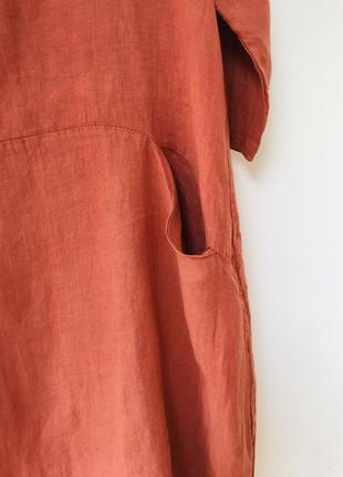 Продам итальянское платье 100% лён а-лайн класса от anna melani 2 xl цвет жжёный апельсин9 фото
