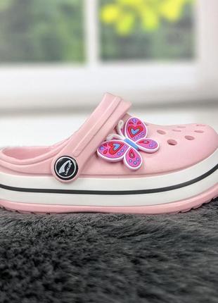 Кроксы сабо детские для девочки розовые с бабочкой luck line1 фото
