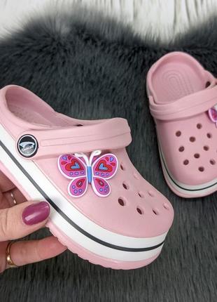 Кроксы сабо детские для девочки розовые с бабочкой luck line5 фото