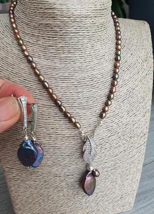 Комплект чокер і сережки "бароковий перли"