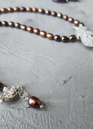 Комплект чокер і сережки "бароковий перли"4 фото