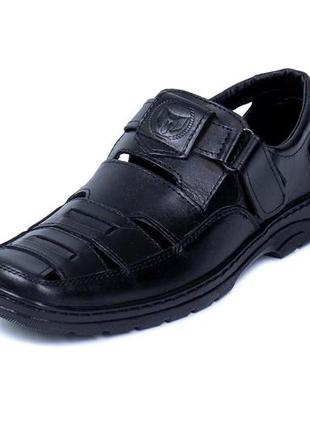 Мужские кожаные летние туфли matador black5 фото