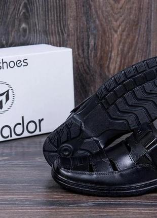 Мужские кожаные летние туфли matador black3 фото
