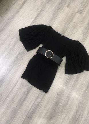 Vila женская кофта рубашка с плиссированными рукавами черная базовая размер xs/s в наличии оригинал2 фото