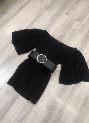 Vila женская кофта рубашка с плиссированными рукавами черная базовая размер xs/s в наличии оригинал3 фото