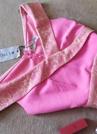 Распродажа 😍😍😍красивое нарядное розовое платье футляр миди с кружевной отделкой сзади на молнии4 фото
