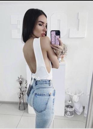 Боди prettylittlething с открытой спиной uk10 белый7 фото