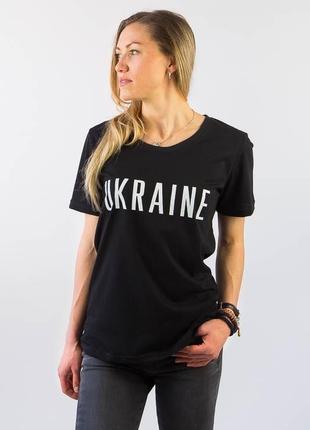 Футболка жіноча патріотична чорна 44-46 розмір, кулір