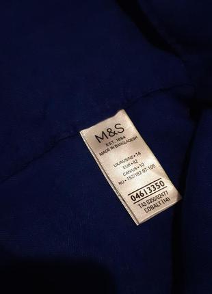 Льняна сорочка льон насичений синій довгий рукав marks & spencer р.14/169 фото