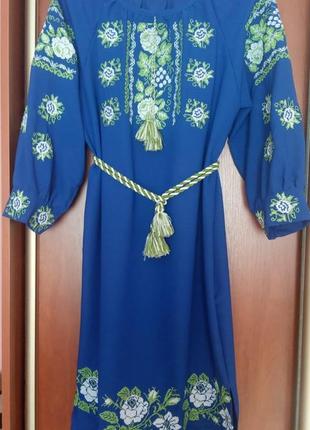 Синя шифонова вишиванка10 фото