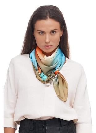 Шелковый платок my scarf "золотой рассвет в париже" шейный платок, подарок женщине1 фото