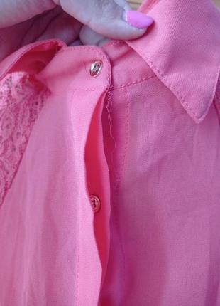 Коралова шифонова блуза/ блузка/ нарядна ажурна блкзка/ мереживо3 фото