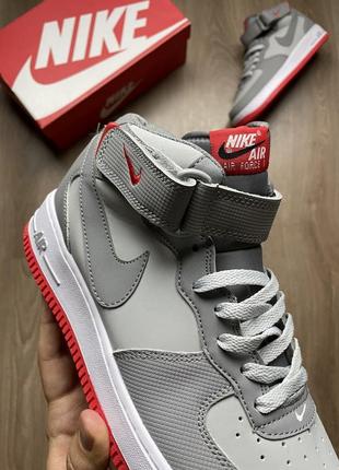 Nike air force mid grey red.2 фото