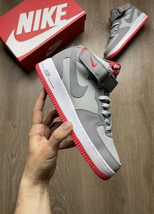 Nike air force mid grey red.1 фото