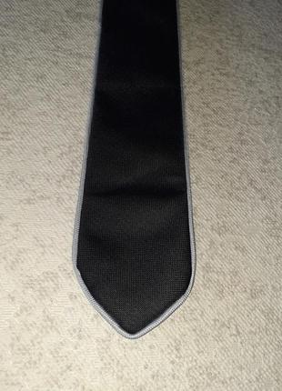 Двусторонний галстук черный и серый с кантом