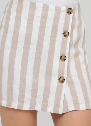 Льняная мини юбка а- силуэта в полоску l3 фото