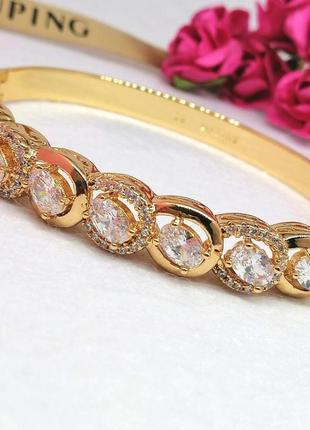 Красивый женский браслет с камнями из медицинского золота. позолоченный браслет хр