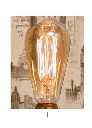 Оригінал настільна еко лофт лампа нічник ручної роботи з лампочкою едісона+благодійність7 фото
