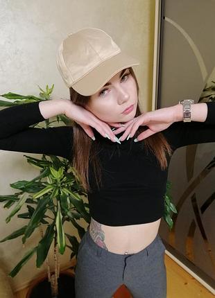 ❤ атласна кремова кепка тілесна бейсболка базова однотонна тілесна атласна кепка бейсболка базова
