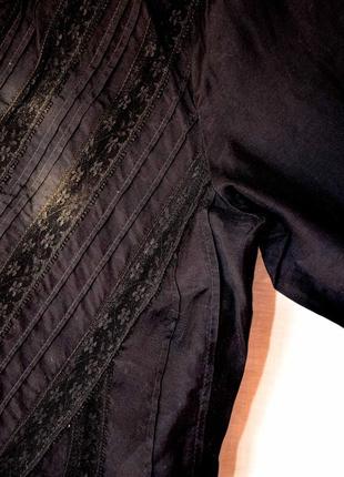 Черная рубашка с кружевом из батиста4 фото