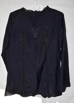 Черная рубашка с кружевом из батиста7 фото