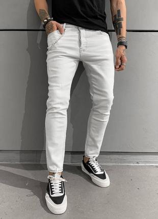 Джинси чоловічі рвані білі туреччина / джинси чоловічі штани штани рвані білі турречина3 фото