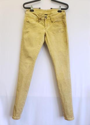 Жёлтые, горчичные джинсы стрейч, облегающие брюки, скинни