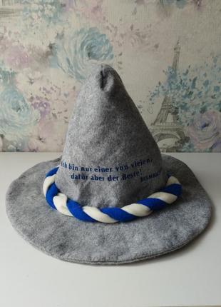 Баварська капелюх,шапка в баварському стилі з товстого фетру, сіра