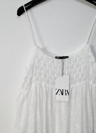 Біле вільне плаття з перфорацією і вишивкою zara7 фото