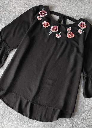 Блузка черная с вышивкой nutmeg1 фото