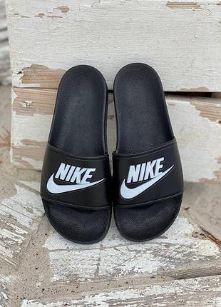 Шльопанці чоловічі nike cebu чорні з білим2 фото