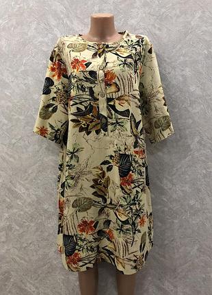 Платье туника в цветы хлопок