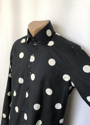 Рубашка чёрная в белый горох hawes & curtis