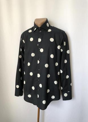 Рубашка чёрная в белый горох hawes & curtis