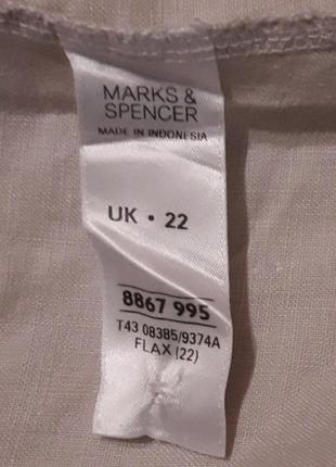 100% лен брендовая натуральная  блуза  рубашка  р.22 от  marks &spencer4 фото