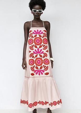 Сукня сарафан довге з вишивкою вишите zara оригінал