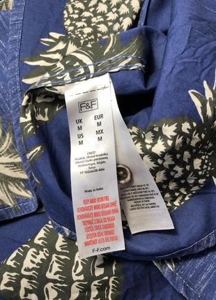 Рубашка гавайка синяя с ананасами6 фото