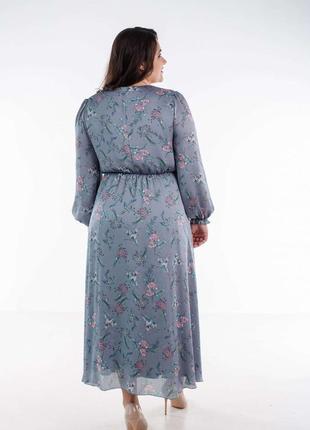 Красивое шифоновое длинное женское платье с резинкой по талии 48-54