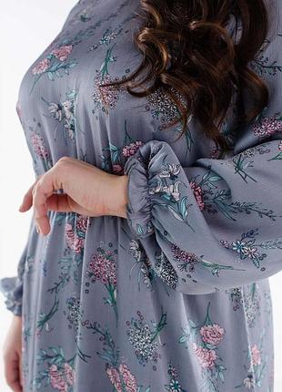 Красивое шифоновое длинное женское платье с резинкой по талии 48-54