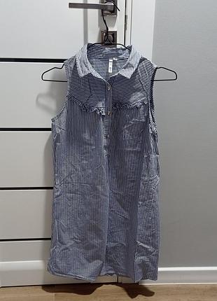 Полосатое платье хлопковое на пуговицах