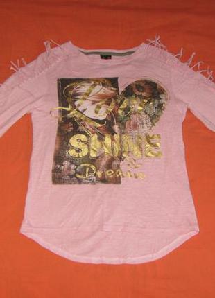 Реглан кофточка с принтом и бахромой 10-11 лет