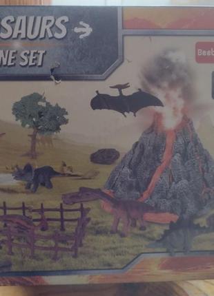 Набір для ігор з динозаврами виверження вулкан набір сцен з динозаврами beebeerun - 21 предмет з ігро3 фото