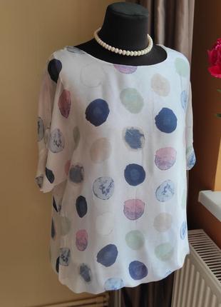 Італійська шовкова блуза в горошки/итальянская шелковая блуза летняя2 фото