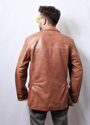 Мужская кожаная куртка пиджак блейзер woodland 20234 фото