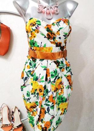 Платье мини с цветочным принтом.3 фото
